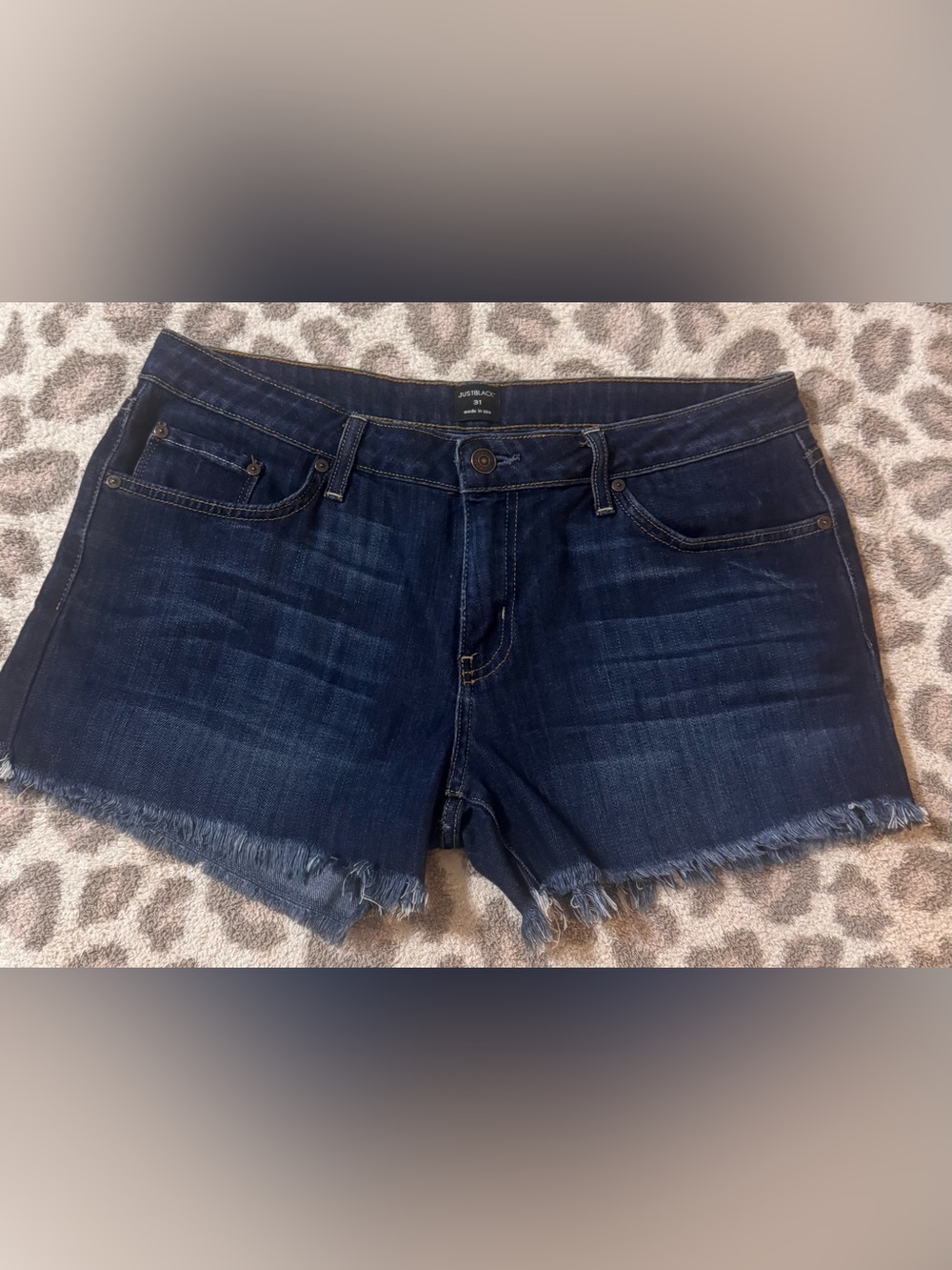 Just Black Women's Dark Indigo Frayed Hem Boyfriend Jeans